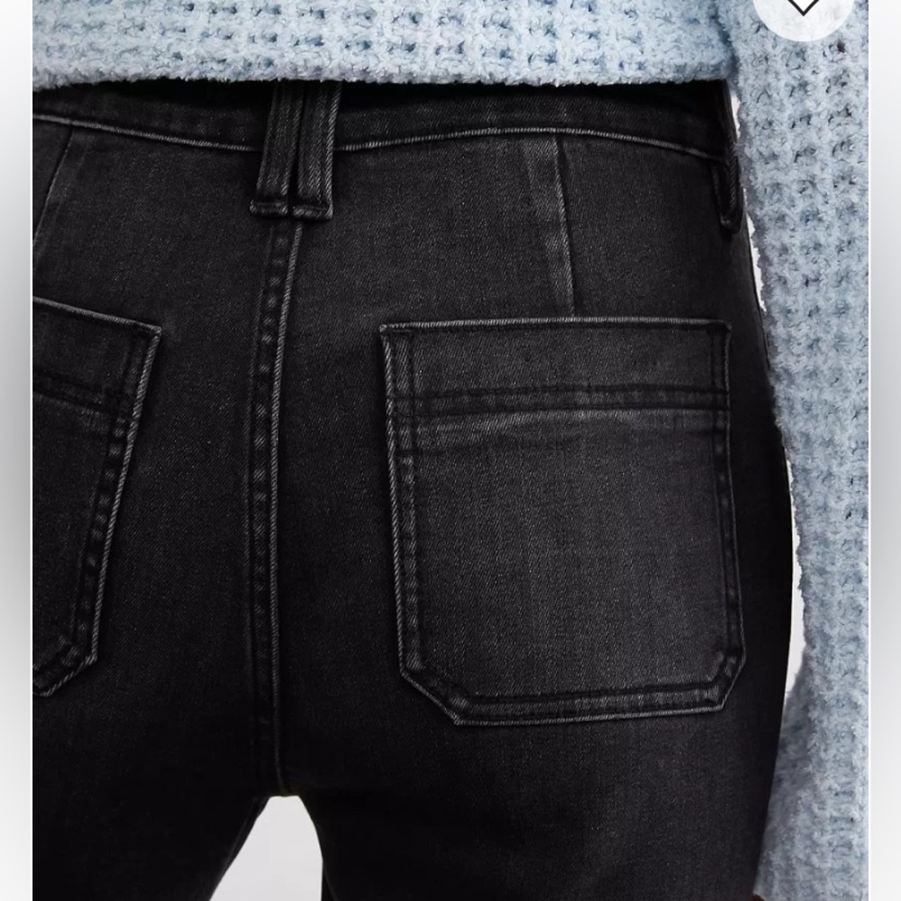 NWT Flying Monkey Black High Rise Flare Stretch Jean SZ 30 Patch Pockets Retro - Picture 4 of 13